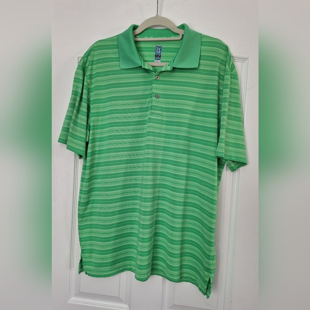 Vibrant Green Striped Polo Shirt